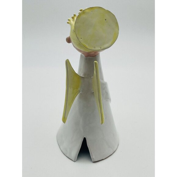 Vtg Clay Art Pottery Angel Figurine Candle Holder Made in Italy Blonde - Picture 3 of 8
